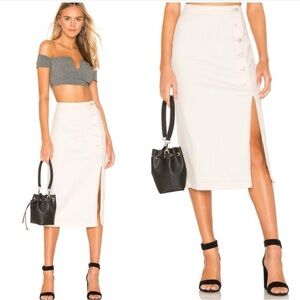 Free People Cream Pencil Skirt with Button Accents Size 8